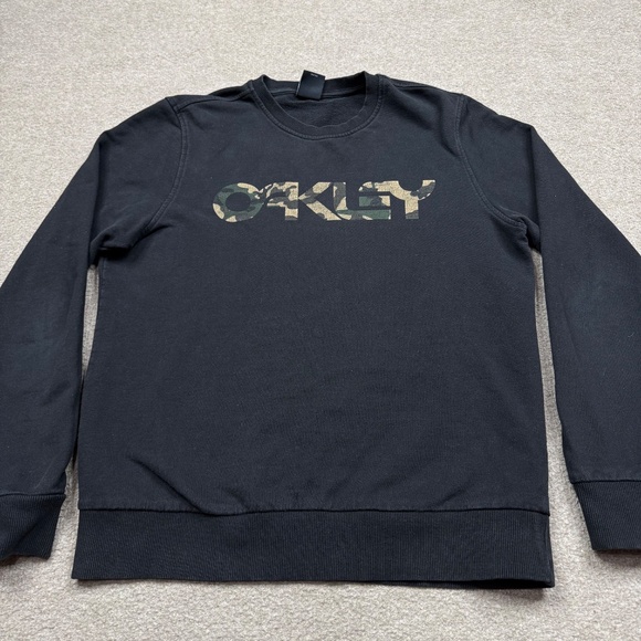 Oakley Sweatshirt Men's Size L Black Long Sleeve Pullover Camouflage Spell Out - Picture 3 of 7